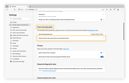 Come pulire la cache in Microsoft Edge