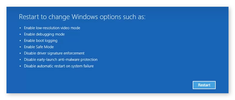 Changing Windows startup settings to Safe Mode.