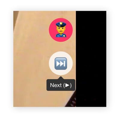Users on the Monkey app can click a police icon to flag inappropriate content to the moderation team.