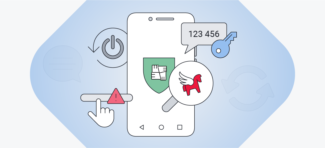 An illustration showing several ways you can help protect your device from spyware.