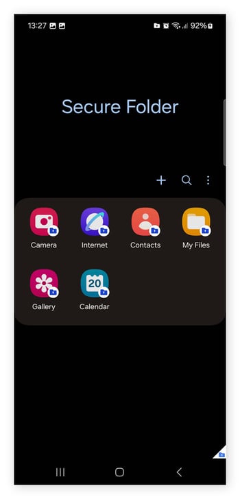 Files displayed in Samsung secure folder.