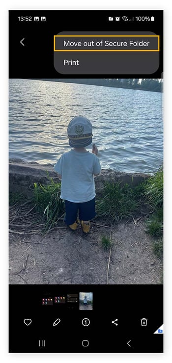 Moving files out of Samsung secure folder.