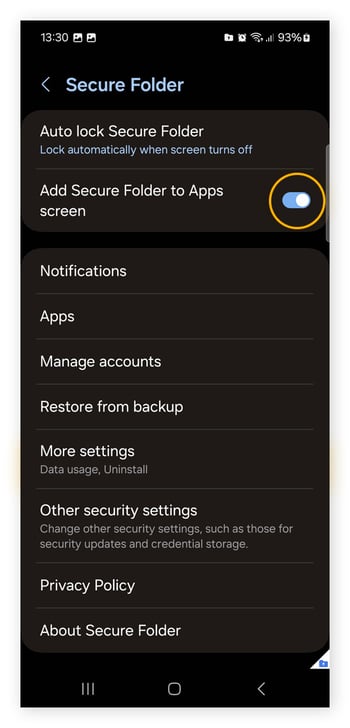 How to hide Samsung secure folder.