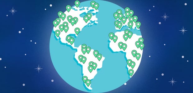 Globe avec des utilisateurs dans le monde entier Globe avec des utilisateurs dans le monde entier